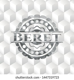 Beret grey emblem with cube white background