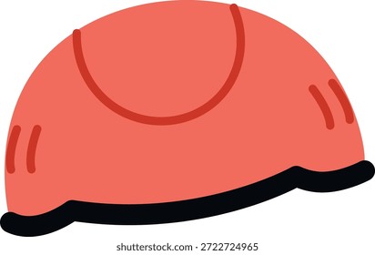 Beret chapéu com painel curvo, contorno em negrito e mínimo de detalhes em um visual de desenho animado limpo. Símbolo de estilo, guarda-roupa chique e identidade criativa para marca de vestuário. Ilustração de vetor de desenhos animados.