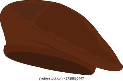 Beret hat, flat crowned hat.