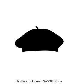 Beret hat silhouette vector flat design.