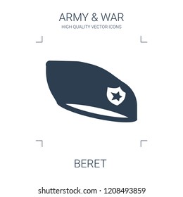 beret icon. high quality filled beret icon on white background. from war collection flat trendy vector beret symbol. use for web and mobile