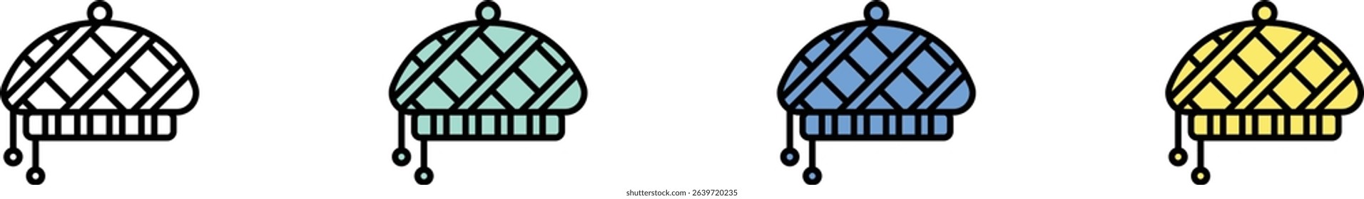 beret icon. Outline, Green, Blue and Yellow Style Design Isolated On White Background