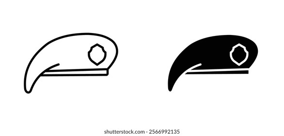 Beret icons in outline and fill. vector illustration for ui.