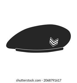 Beret of military vector black icon. Vector illustration beret of military on white background. Isolated black illustration icon of hat army .