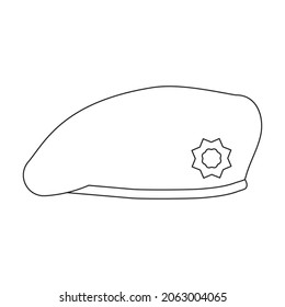Beret of military vector outline icon. Vector illustration beret of military on white background. Isolated outline illustration icon of hat army .