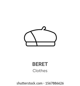 Beret outline vector icon. Thin line black beret icon, flat vector simple element illustration from editable clothes concept isolated on white background