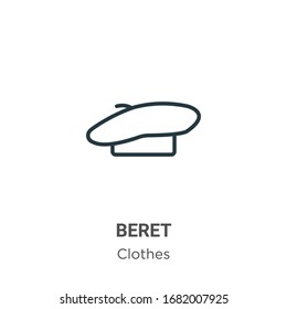 Beret outline vector icon. Thin line black beret icon, flat vector simple element illustration from editable clothes concept isolated stroke on white background