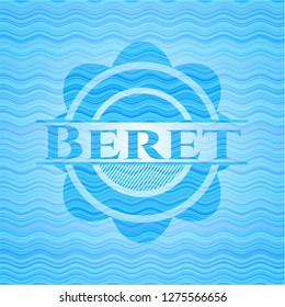 Beret water wave badge background.