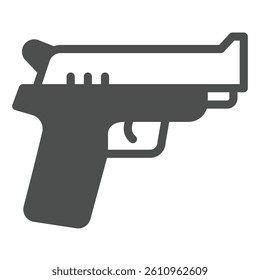 Beretta pistol solid icon, law enforcement concept. Vector graphics. Pistol gun, police weapon sign on white background, glyph style icon for mobile or web design