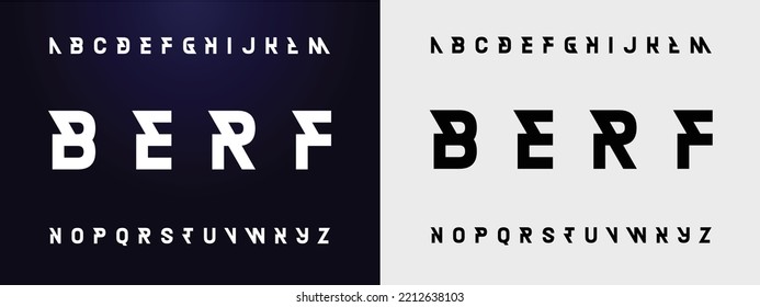BERF Sports minimal tech font letter set. Luxury vector typeface for company. Modern gaming fonts logo design.