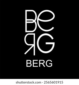 BERG logo design for business. Initial letter modern design for company business brand, simple minimal typography. Logo for invitation wedding and party. 