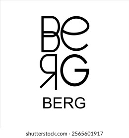 BERG logo design for business. Initial letter modern design for company business brand, simple minimal typography. Logo for invitation wedding and party. 