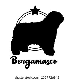 Bergamasco perro silueta, perro, razas de perro, logotipo, Vector, silueta, diseño de logotipo, animal, ilustración, icono, signo, diseño, negro, símbolo, mascota