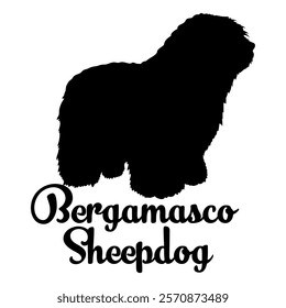 Bergamasco Sheepdog dog silhouette, dog breeds, logo, vector, silhouette,  animal, illustration, icon, sign, design, black, symbol, pet, love
