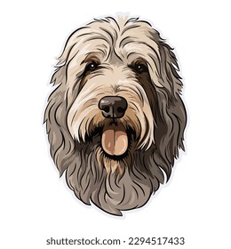 Icono plano de perro pastor de Bergamasco aislado en fondo blanco