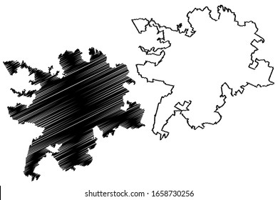 Bergamo City (Italian Republic, Italy, Lombardy) map vector illustration, scribble sketch City of Bergamo map