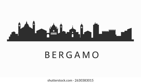 Bergamo Italy Skyline Black Silhouette Vector.