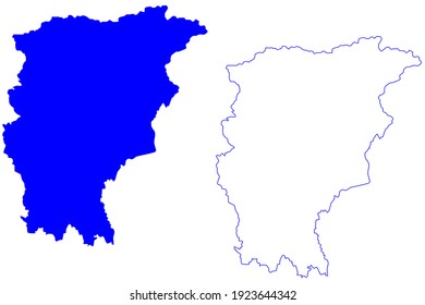 Provincia de Bérgamo (Italia, República Italiana, región de Lombardía) mapa de ilustración vectorial, esbozo garabato Mapa de la provincia de Bérgamo