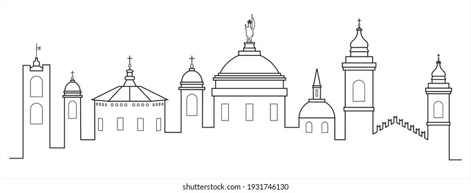 Bergamo skyline detailed in white background in vector file