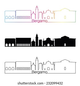 Bergamo skyline linear style with rainbow in editable vector file