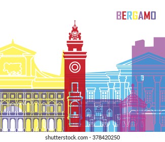 Bergamo skyline pop in editable vector file