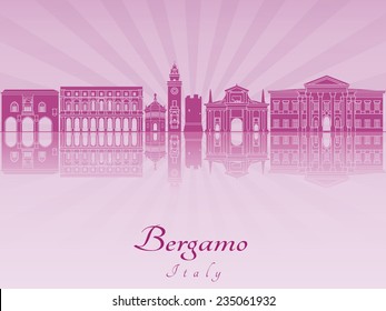 Bergamo skyline in purple radiant orchid in editable vector file