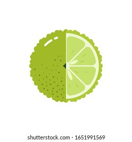 Bergamot fruit sphere with half slice logo, flat icon design template concept isolated on white background