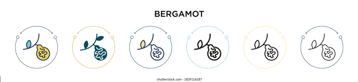 Bergamot icon in filled, thin line, outline and stroke style. Vector illustration of two colored and black bergamot vector icons designs can be used for mobile, ui, web