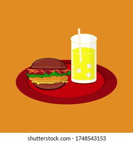 Berger food and orange juice