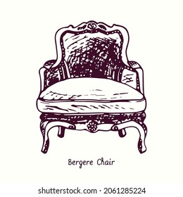 Bergere Chair. Ink  doodle drawing with inscription
