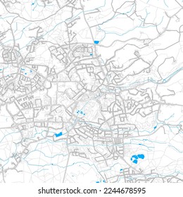 BergischGladbach, North Rhine-Westphalia, Germany high resolution vector map with editable paths. Bright outlines for main roads. Use it for any printed and digital background. 