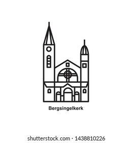 Bergsingelkerk church building icon outline vector 