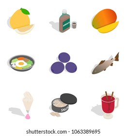 Beriberi icons set. Isometric set of 9 beriberi vector icons for web isolated on white background