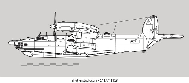 Beriev Be-12 Mail. Outline vector drawing