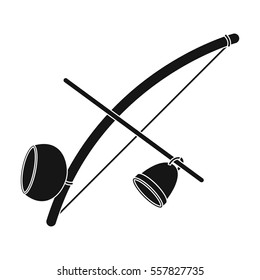 Berimbau icon in black style isolated on white background. Brazil country symbol stock vector illustration.