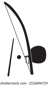 Berimbau icon. This is a single-string percussion instrument a musical bow used in the sport called capoeira. Vector illustration isolated on white background.