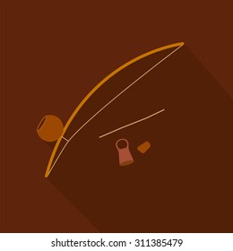 Berimbau,  percussion instrument, flat design
