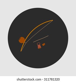 Berimbau,  percussion instrument, flat design
