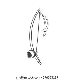 berimbau. silhouette of capoeira musical instrument. hand drawing black and white style