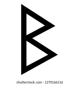 Berkana rune birch birth icon black color