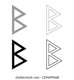 Berkana rune birch birth icon set grey black color vector illustration outline flat style simple image