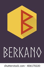 Berkano rune of Elder Futhark in trend flat style. Old Norse Scandinavian rune. Germanic letter. Vector illustration.