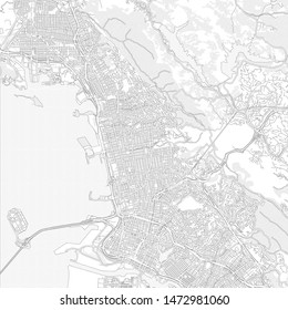 Berkeley, California, USA, bright outlined vector map with bigger and minor roads and steets created for infographic backgrounds.