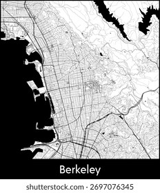 Mapa de la ciudad de Berkeley, Estados Unidos - Afiche de mapa de Vector topográfico