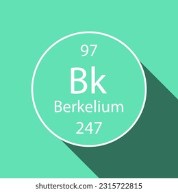 Berkelium symbol with long shadow design. Chemical element of the periodic table. Vector illustration.