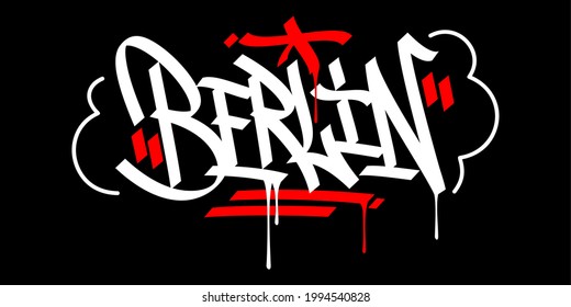 Berlin Abstract Hip Hop Urban Hand Written Graffiti Style Vector Illustration Calligraphy Art