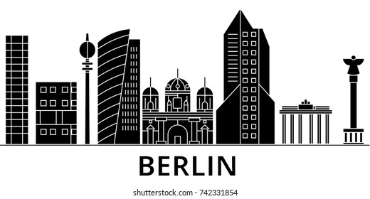 Berlin architecture vector city skyline, travel cityscape with landmarks, buildings, isolated sights on background