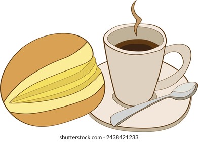 Berlin ball with coffee. Vector illustration