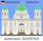 Berlin Cathedral (Berliner Dom) in Germany on white background