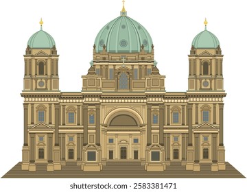 Berlin Cathedral (Berliner Dom) in Germany on white background